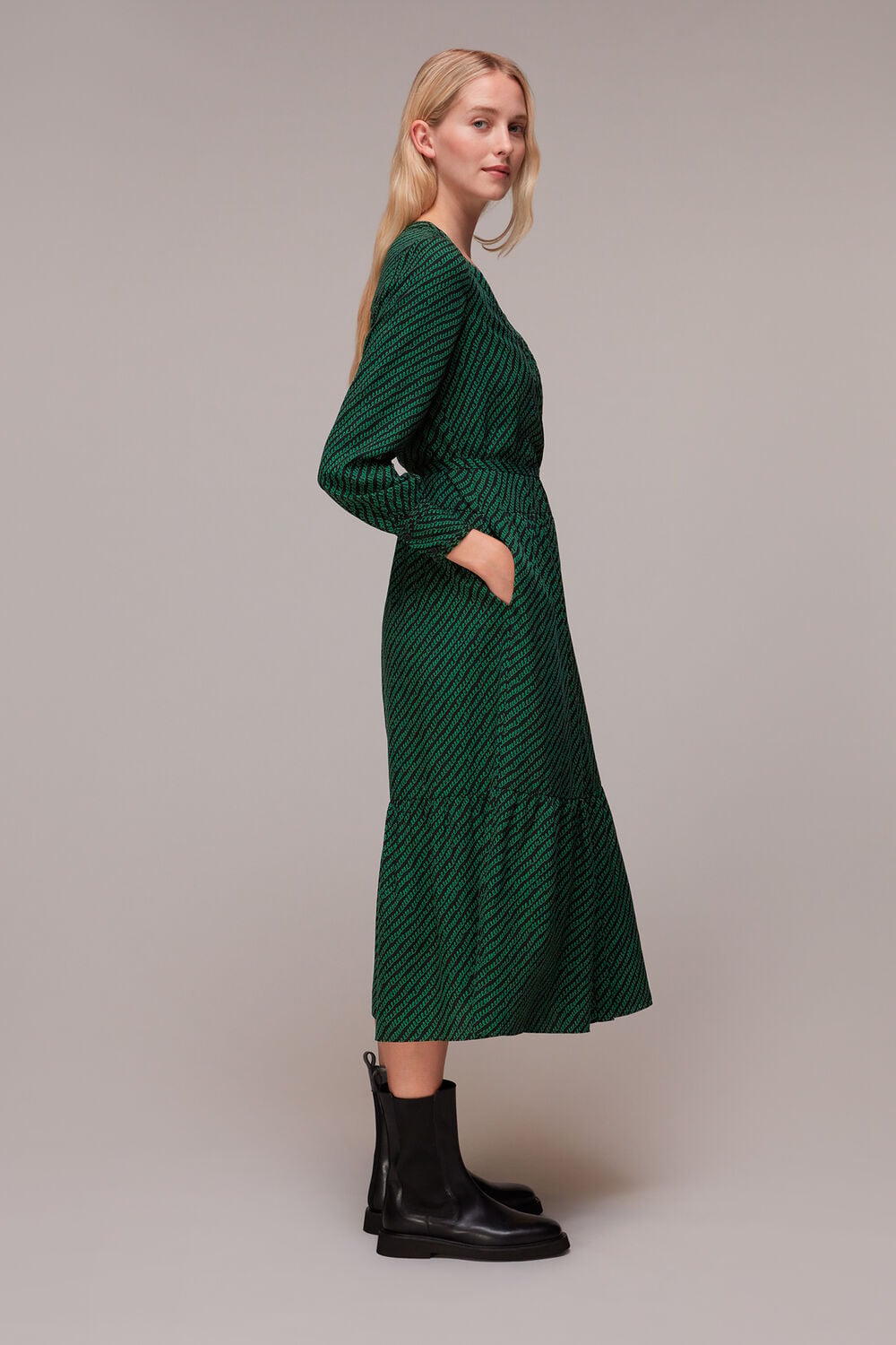 Diagonal Twist Midi Dress