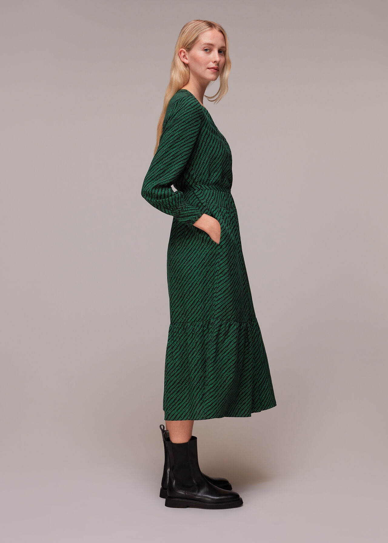 Diagonal Twist Midi Dress