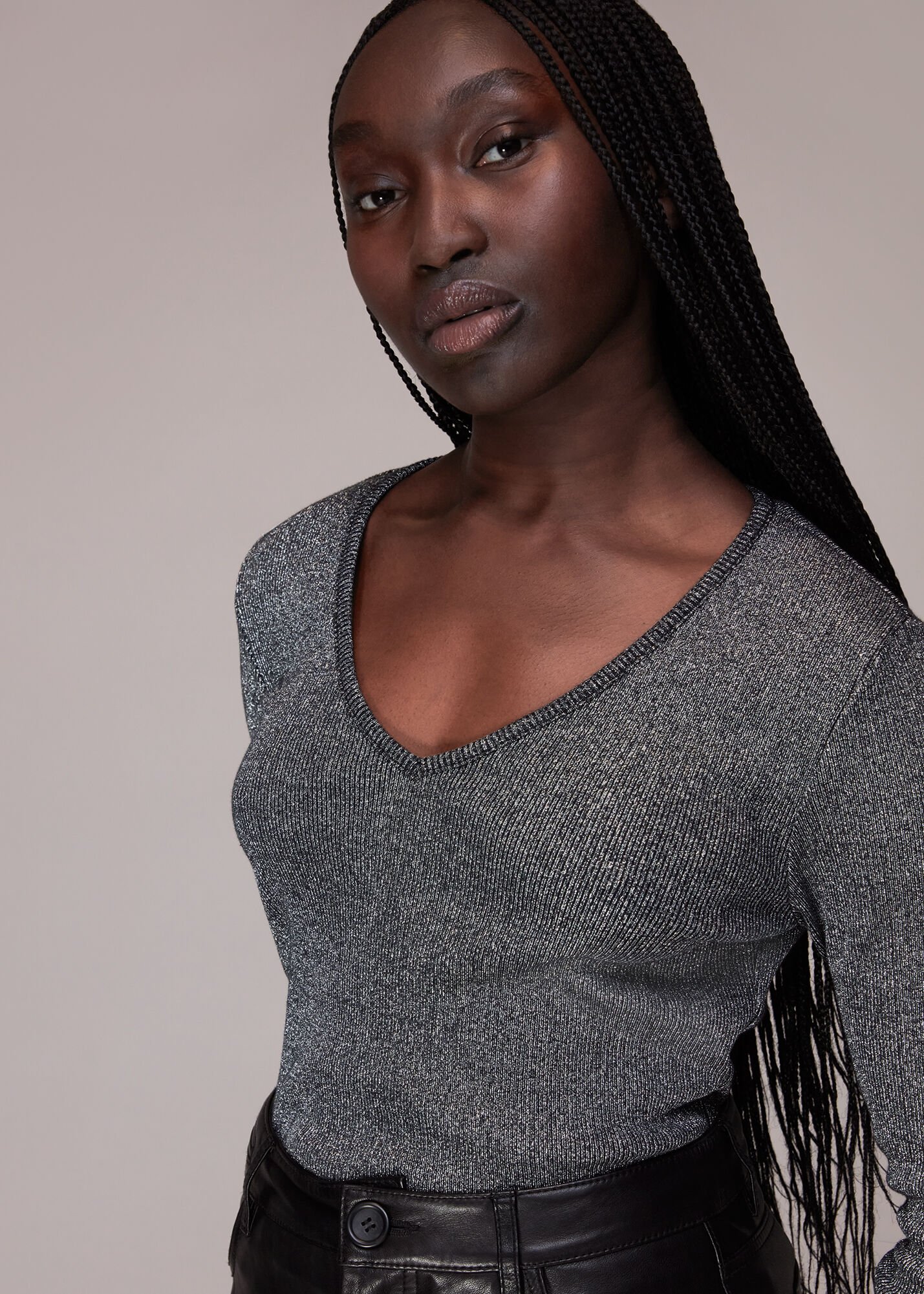 V neck 2025 sparkle top
