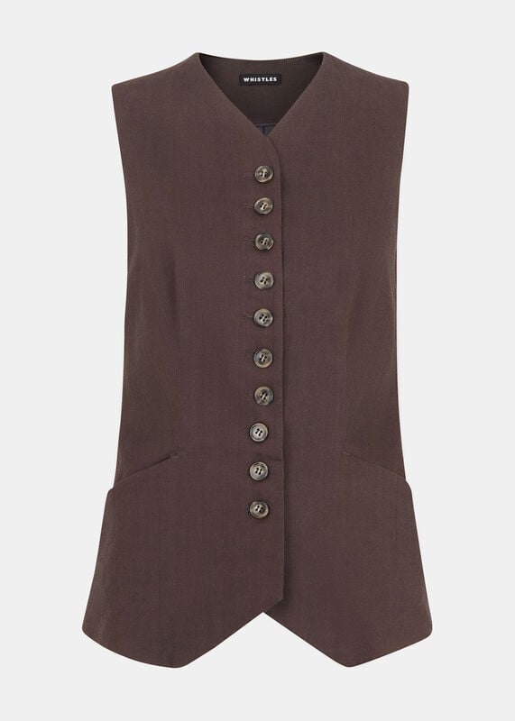 Dark Grey Mila Linen Blend Waistcoat