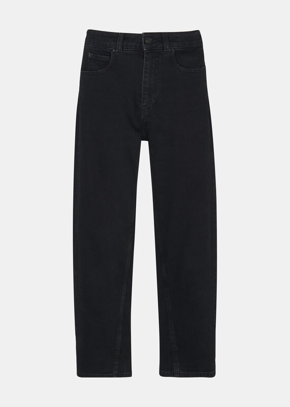 Black Petite Stretch Barrel Leg Jean