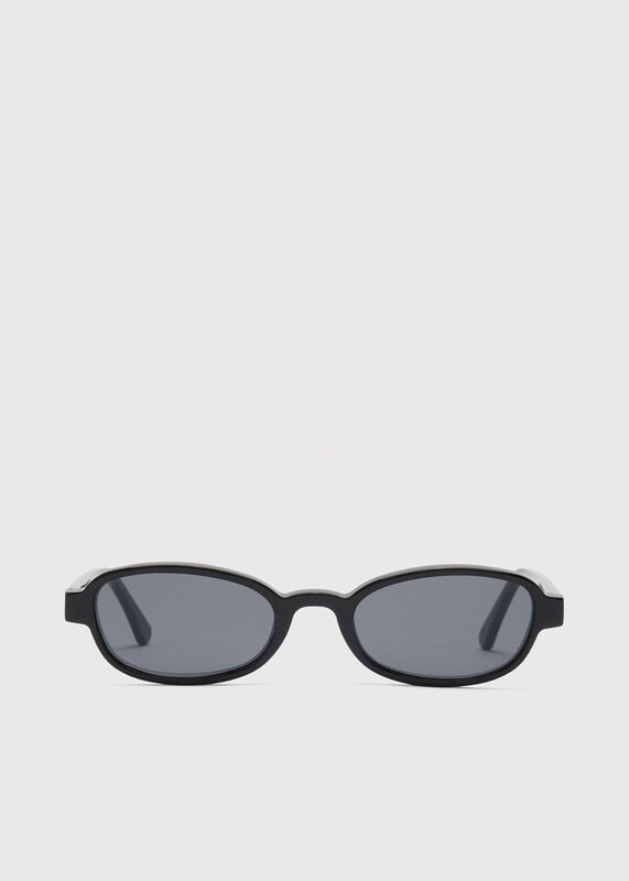 Black Slim Oval Sunglasses