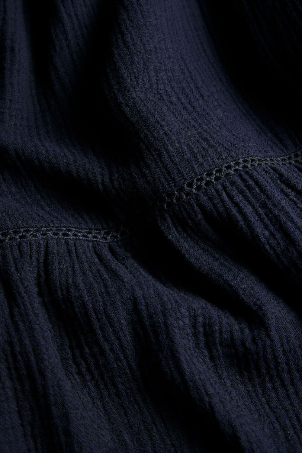 Navy V Neck Textured Midi Dress