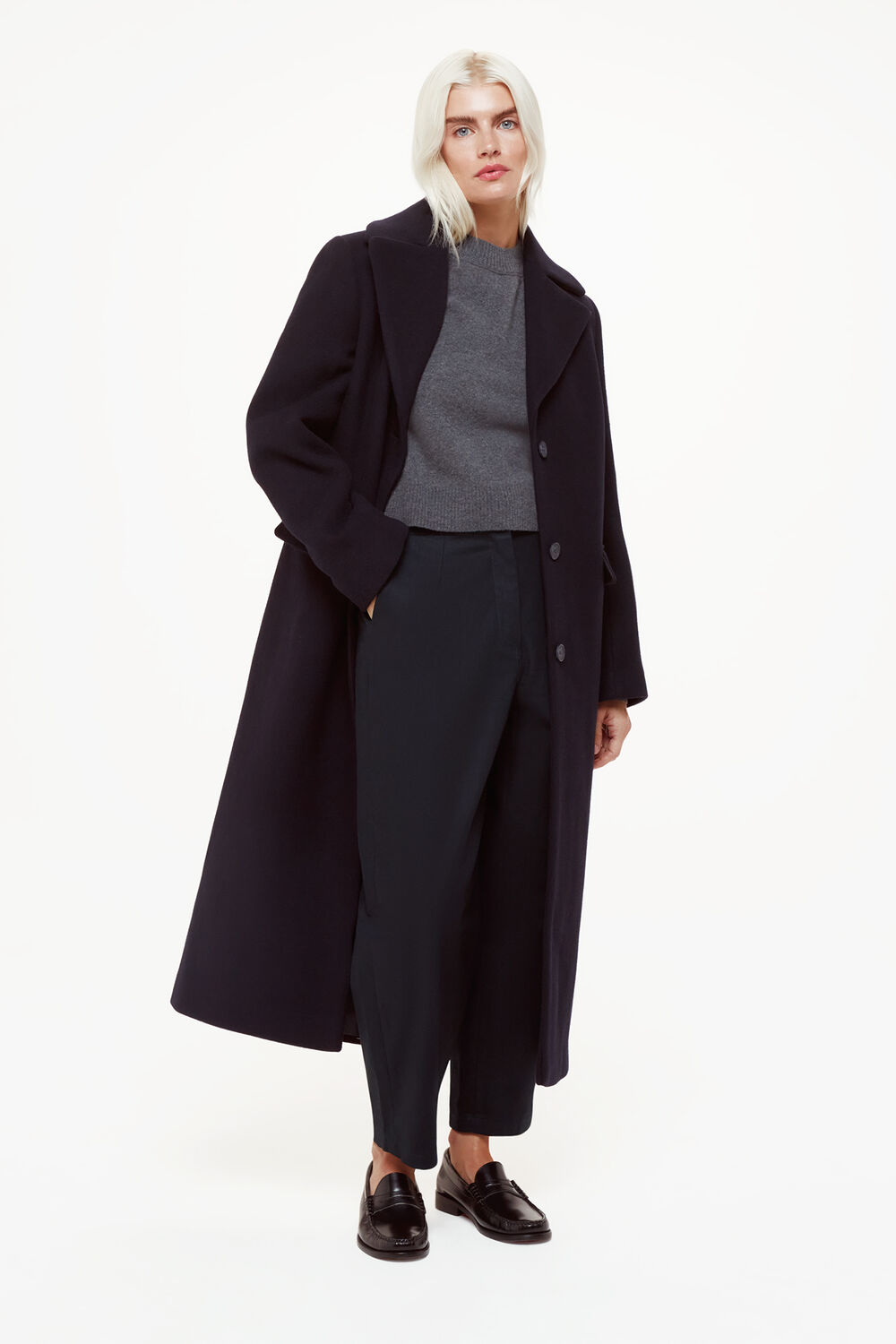 Navy Petite Carla Barrel Cotton Trouser