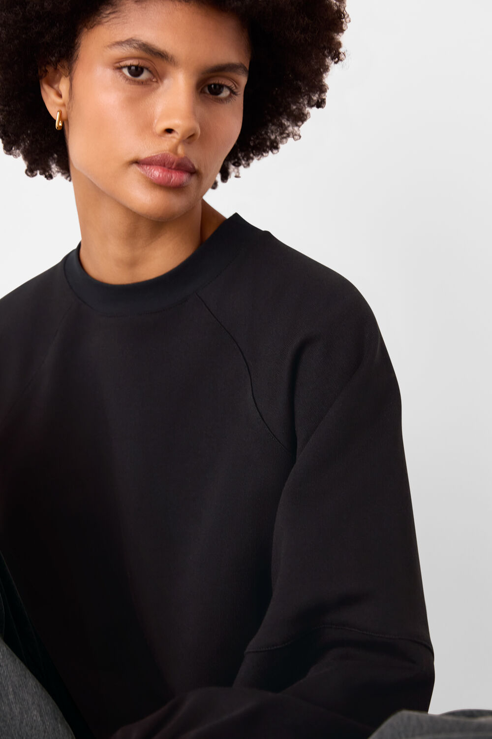Black Gathered Full Sleeve Sweat