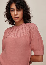 Bell Sleeve Cable Knit Pale Pink