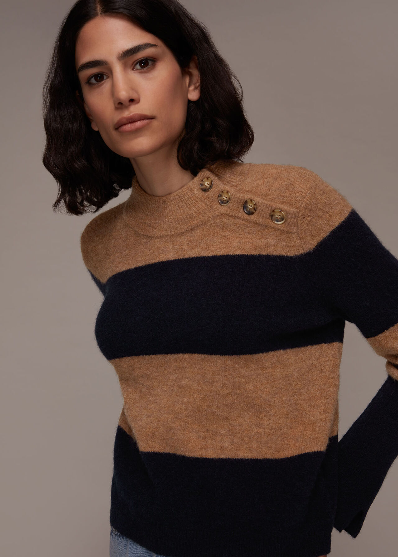 Stripe Funnel Neck Jumper