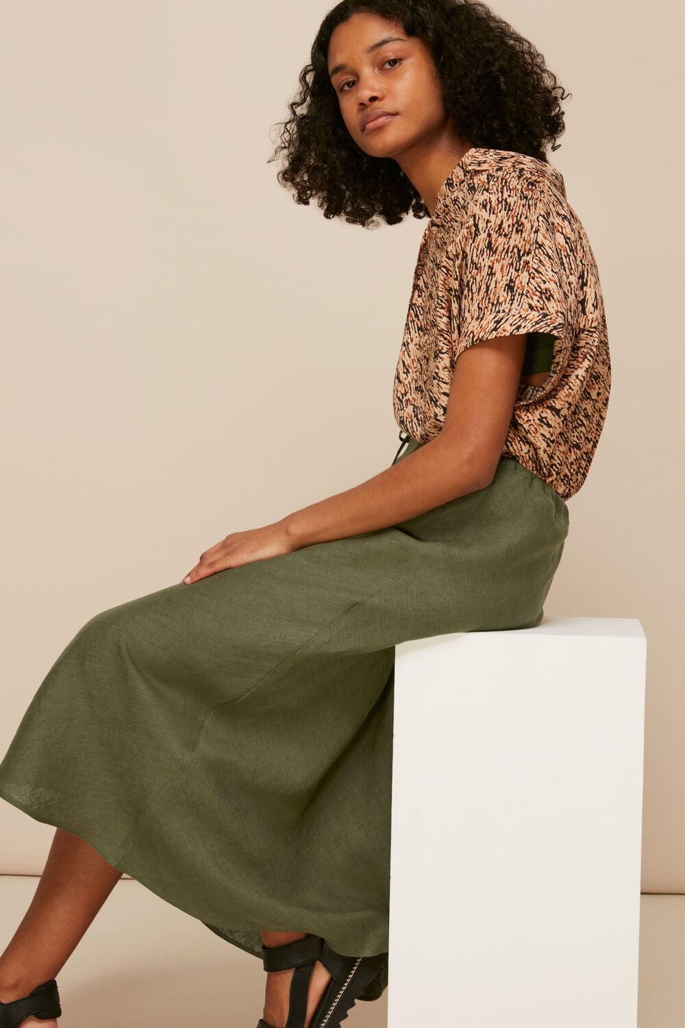 Linen Bias Cut Skirt
