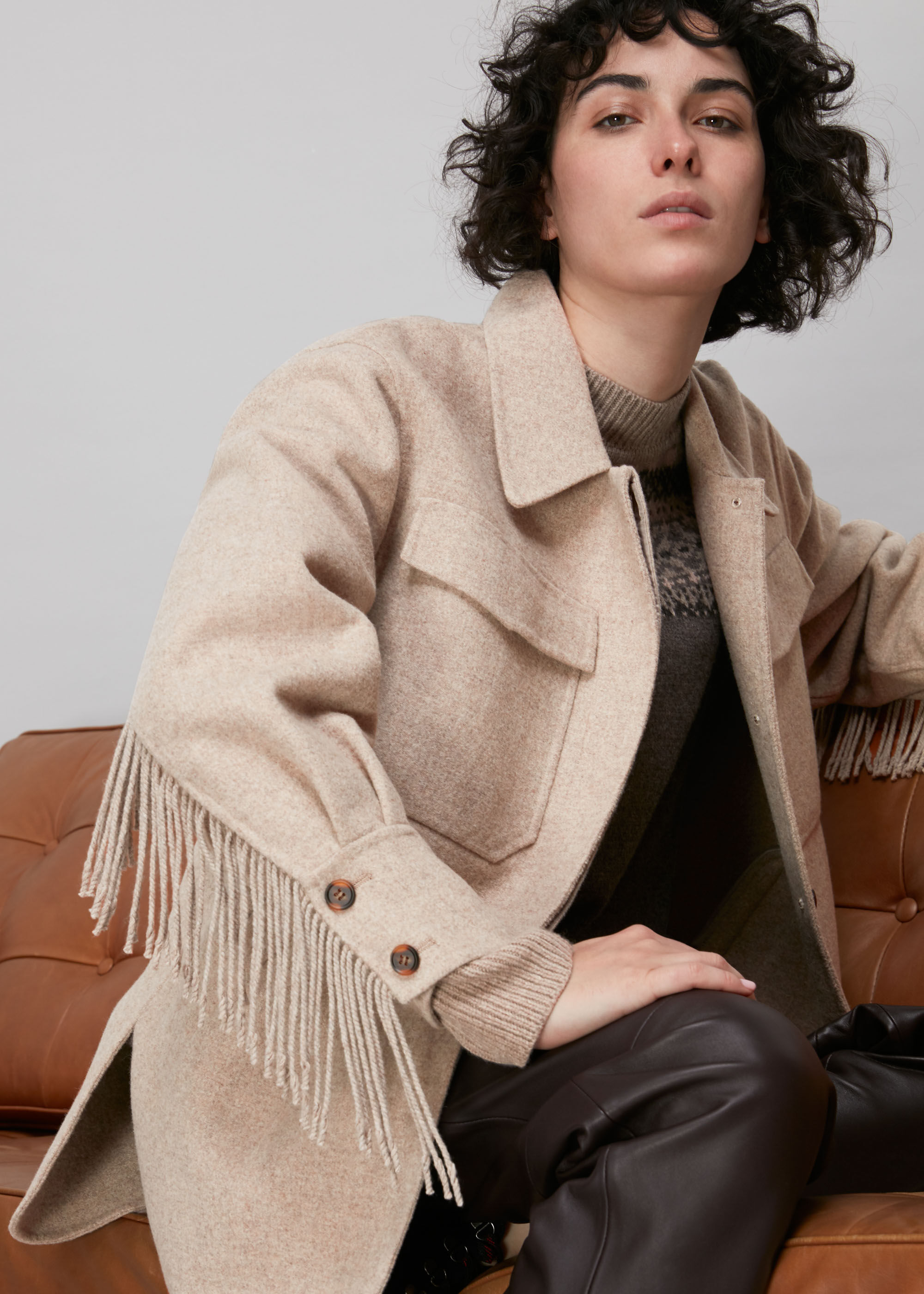 Overshirt with fringe clearance