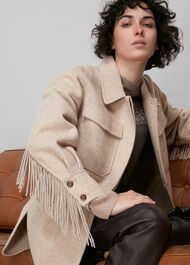 Fringe Detail Wool Overshirt