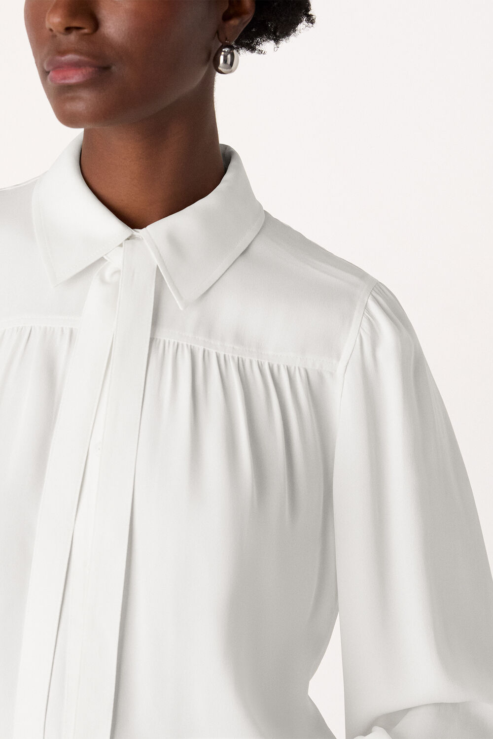 Ivory Tie Detail Crepe Blouse