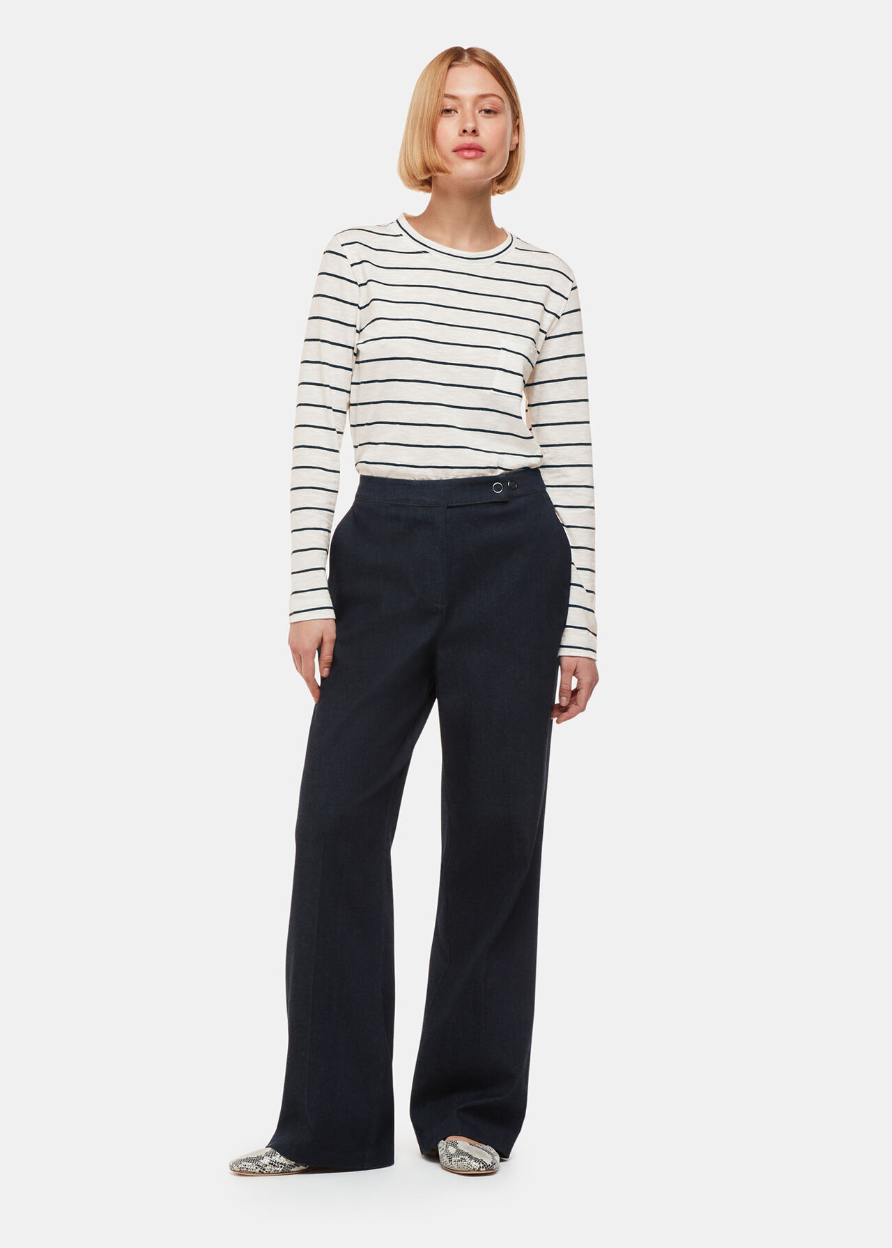 Stripe Crew Neck Pocket Top