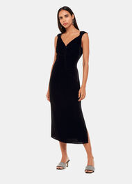 Draped Velvet Midi Dress