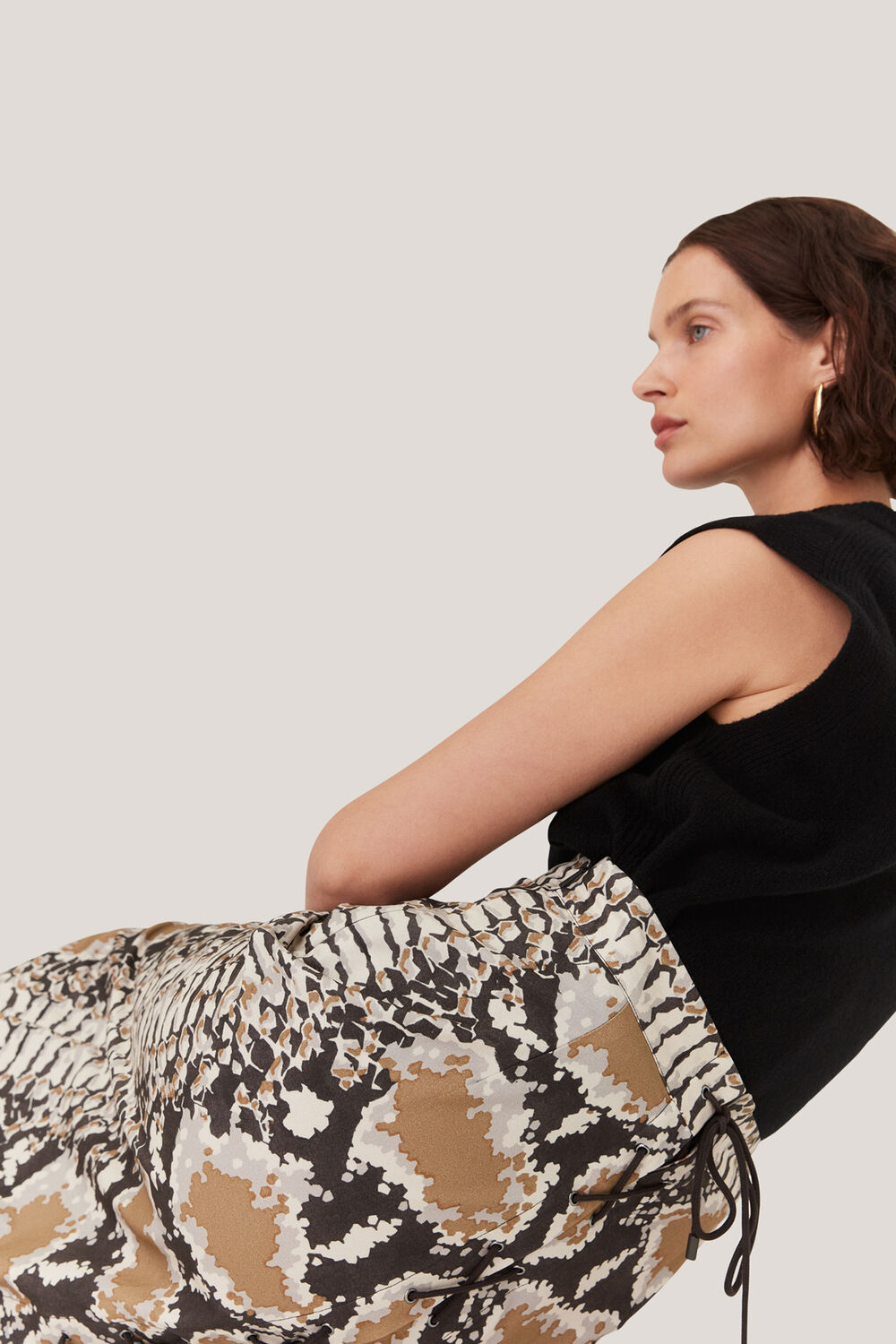 Snake Print Midi Skirt