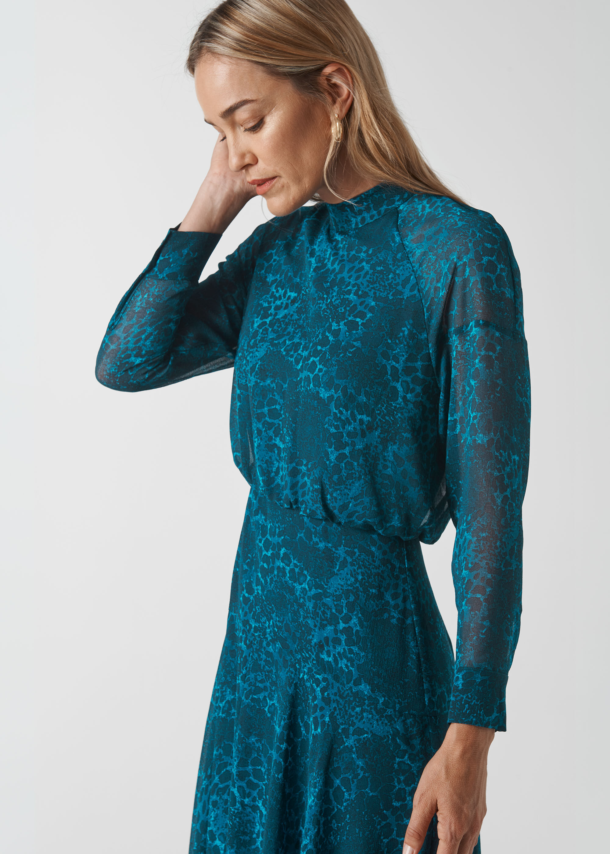 Teal Big Cat Carlotta Dress