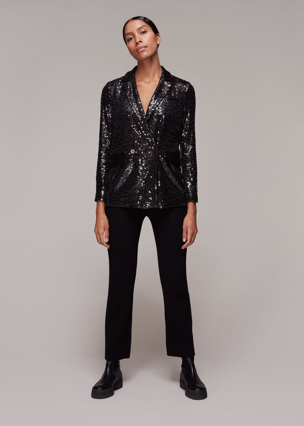 Sequin Double Breasted Blazer