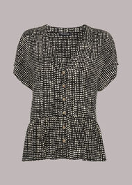 Spotted Check Peplum Top