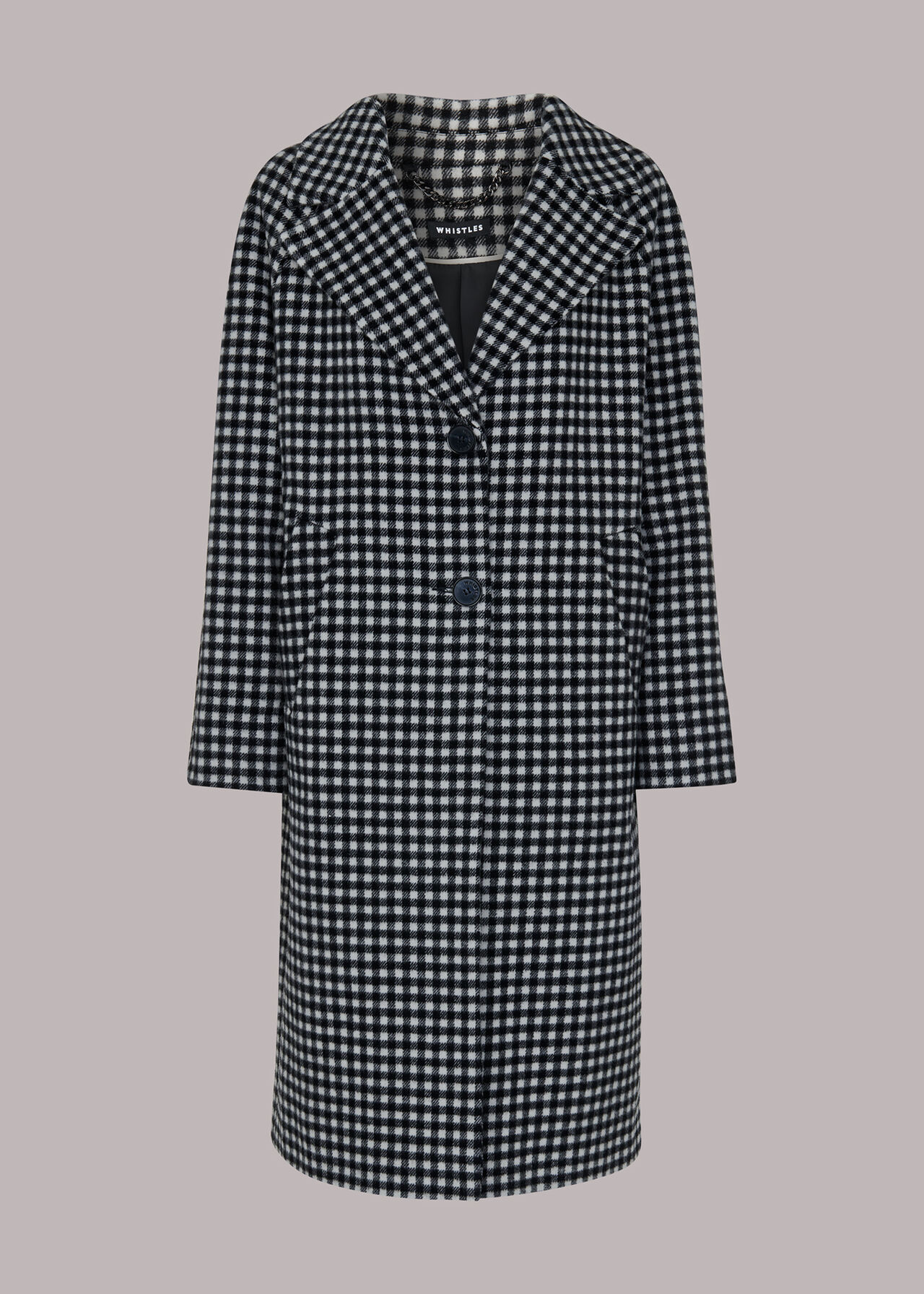 Gingham Wool Cocoon Coat