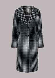 Gingham Wool Cocoon Coat