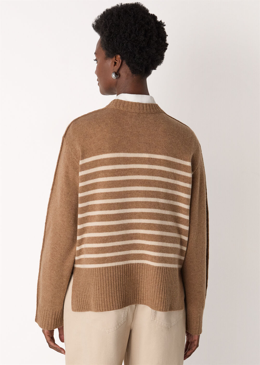 Wool Stripe Crew Neck Knit
