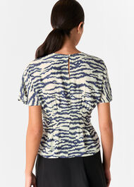 Feathered Tiger Shirred Blouse