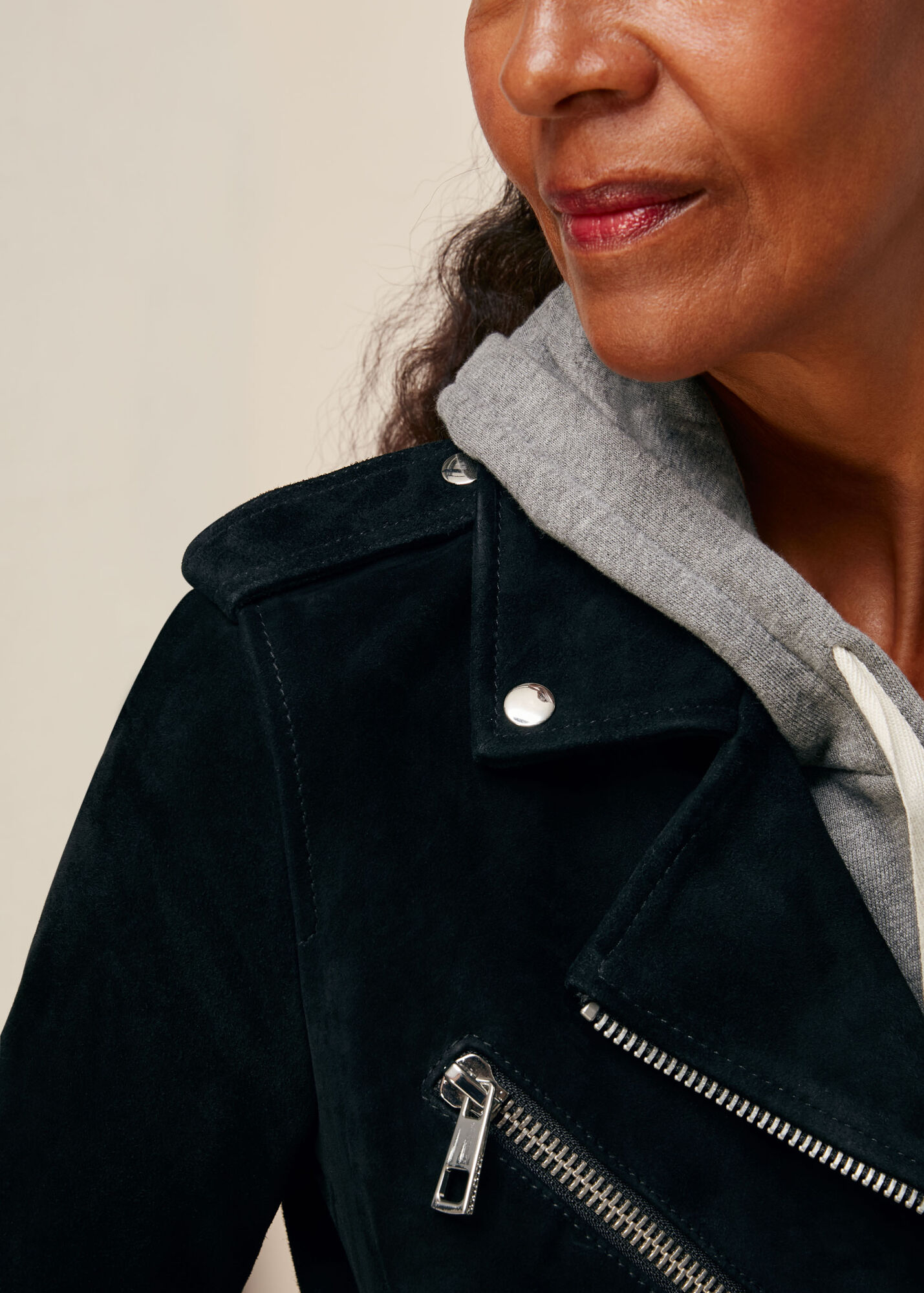 Black Suede Agnes Leather Jacket WHISTLES