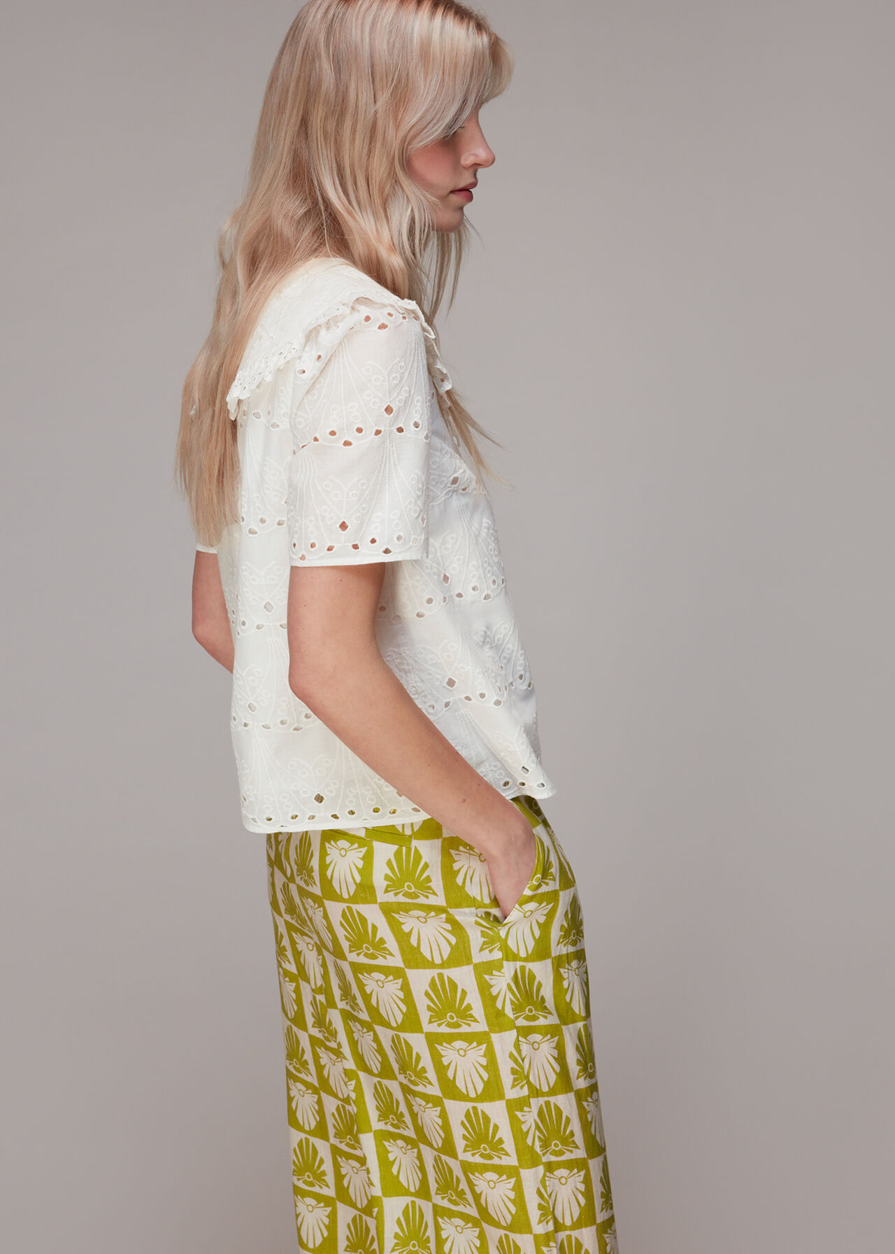 Collar Detail Broderie Blouse