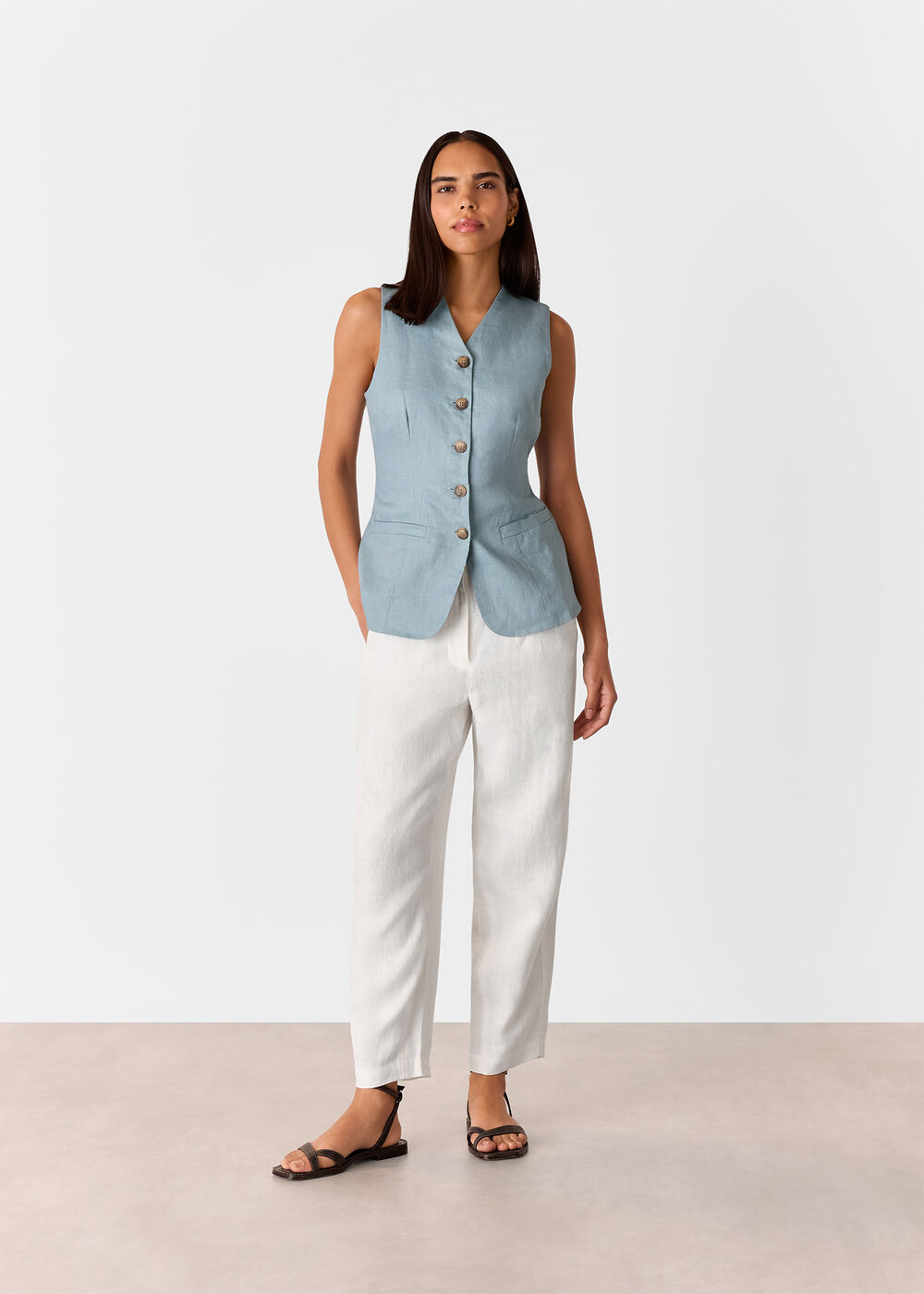 Linen Barrel Leg Trouser