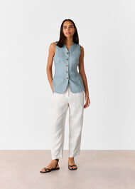 Linen Barrel Leg Trouser