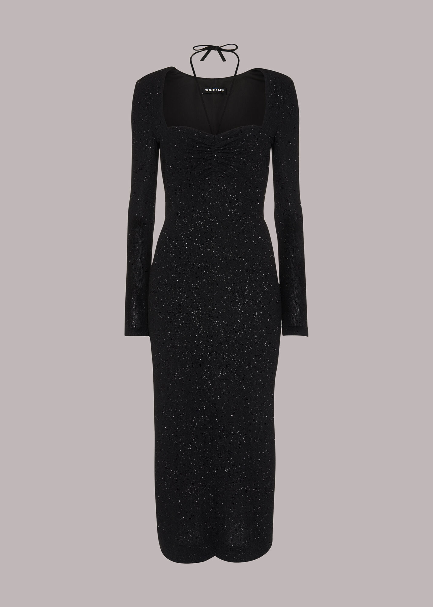 Black Jersey Sparkle Tie Midi Dress WHISTLES
