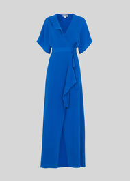 Nova Frill Wrap Maxi Dress Blue
