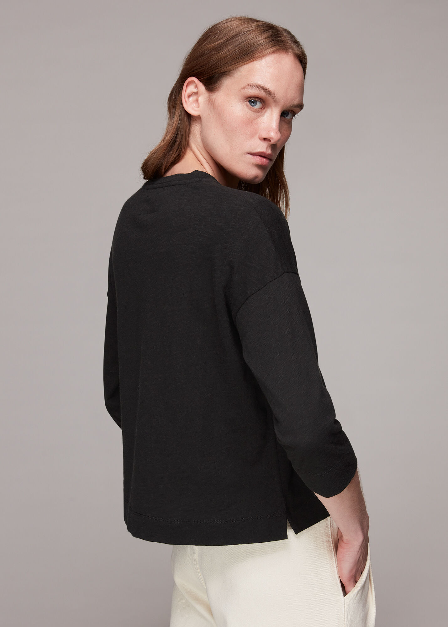 Black LongSleeve Top with Pocket 100 Cotton Whistles