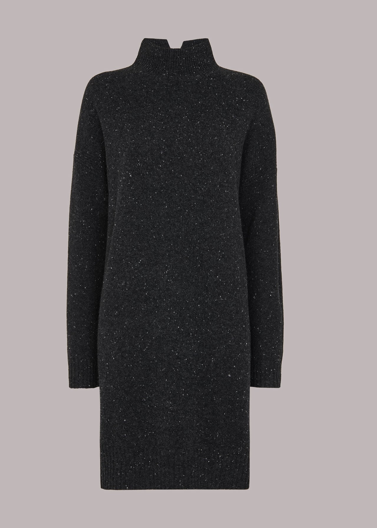 Stripi Funnelneck Knit Dress Black Stripes Cloud