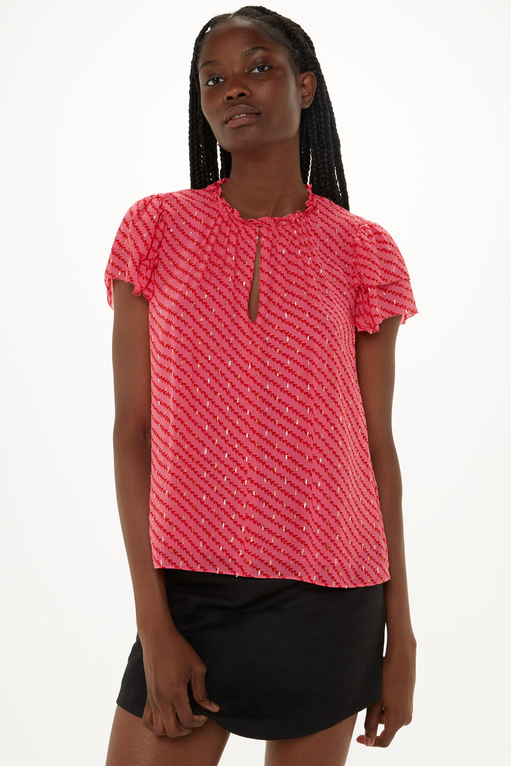 Diagonal Leaf Print Top
