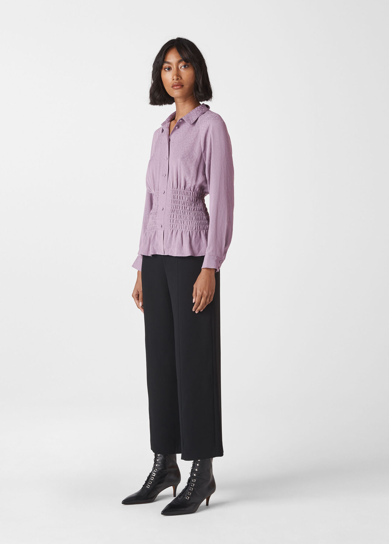 Claris Animal Jacquard Blouse Lilac