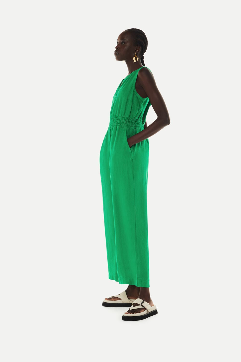 Green Danny Linen Jumpsuit