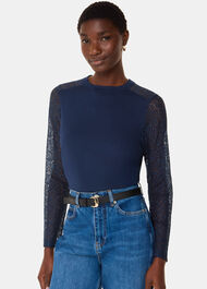 Lace Sleeve Detail Top