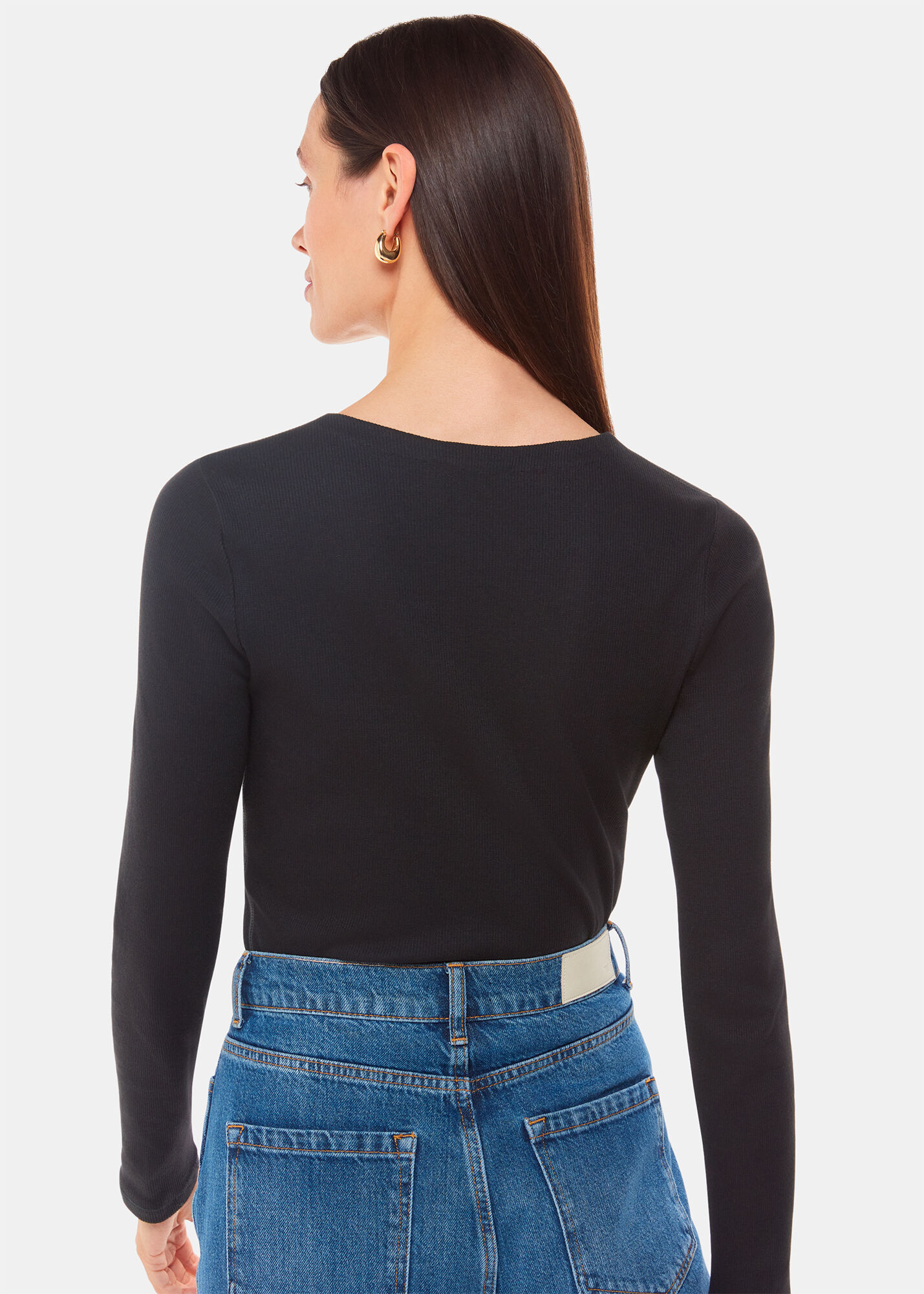 Black High Neck Long Sleeve Rib Top | WHISTLES | Whistles US | Black High Neck Long Sleeve Rib Top | WHISTLES | Whistles US |