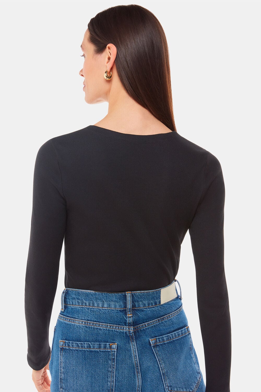 High Neck Long Sleeve Rib Top