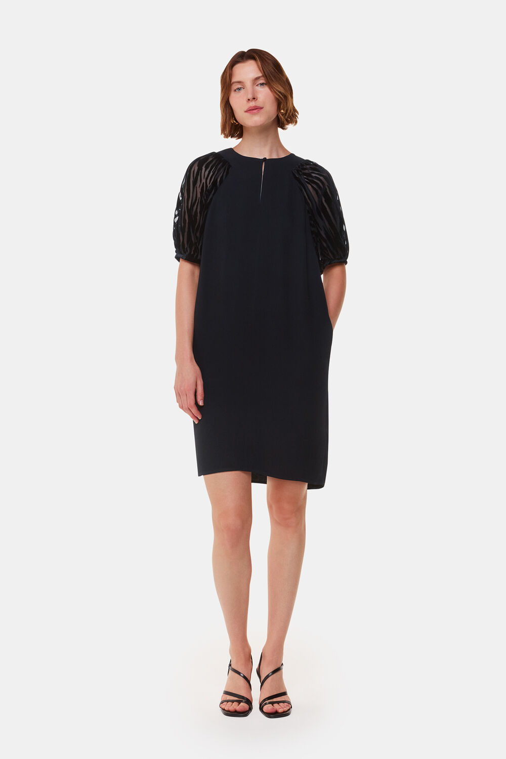 Black Lucy Zebra Velvet Sleeve Dress