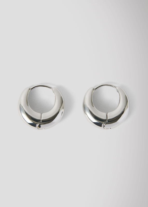 Silver Curved Huggie Hoop