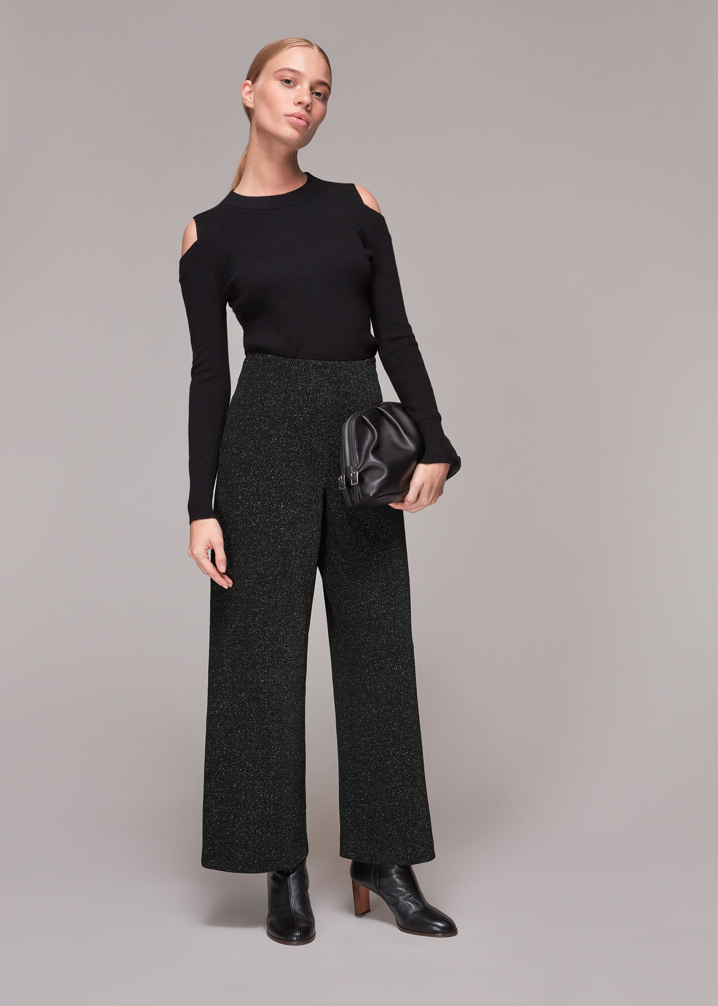 Black Ava Sparkle Ponte Trouser 