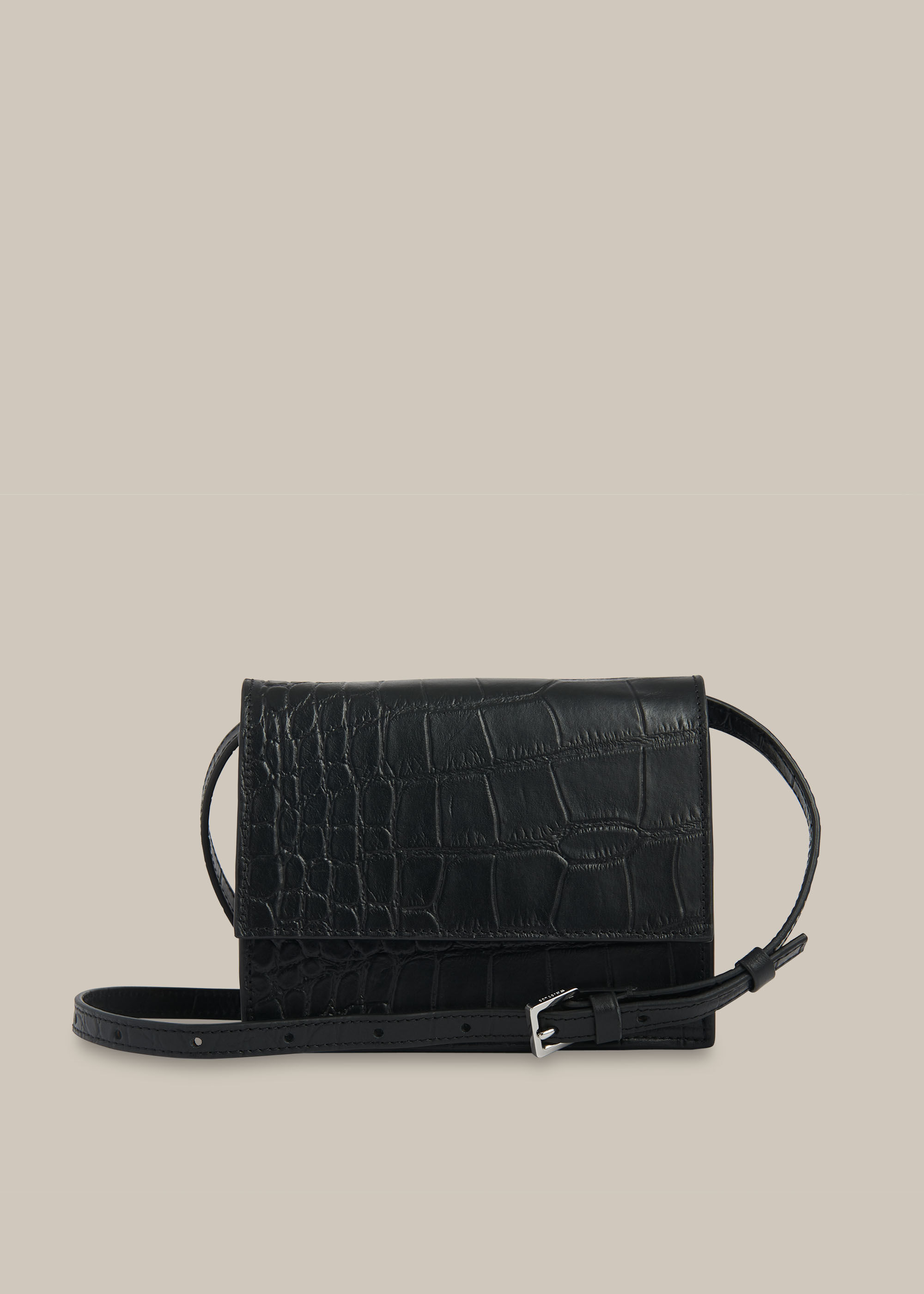 black croc crossbody bag