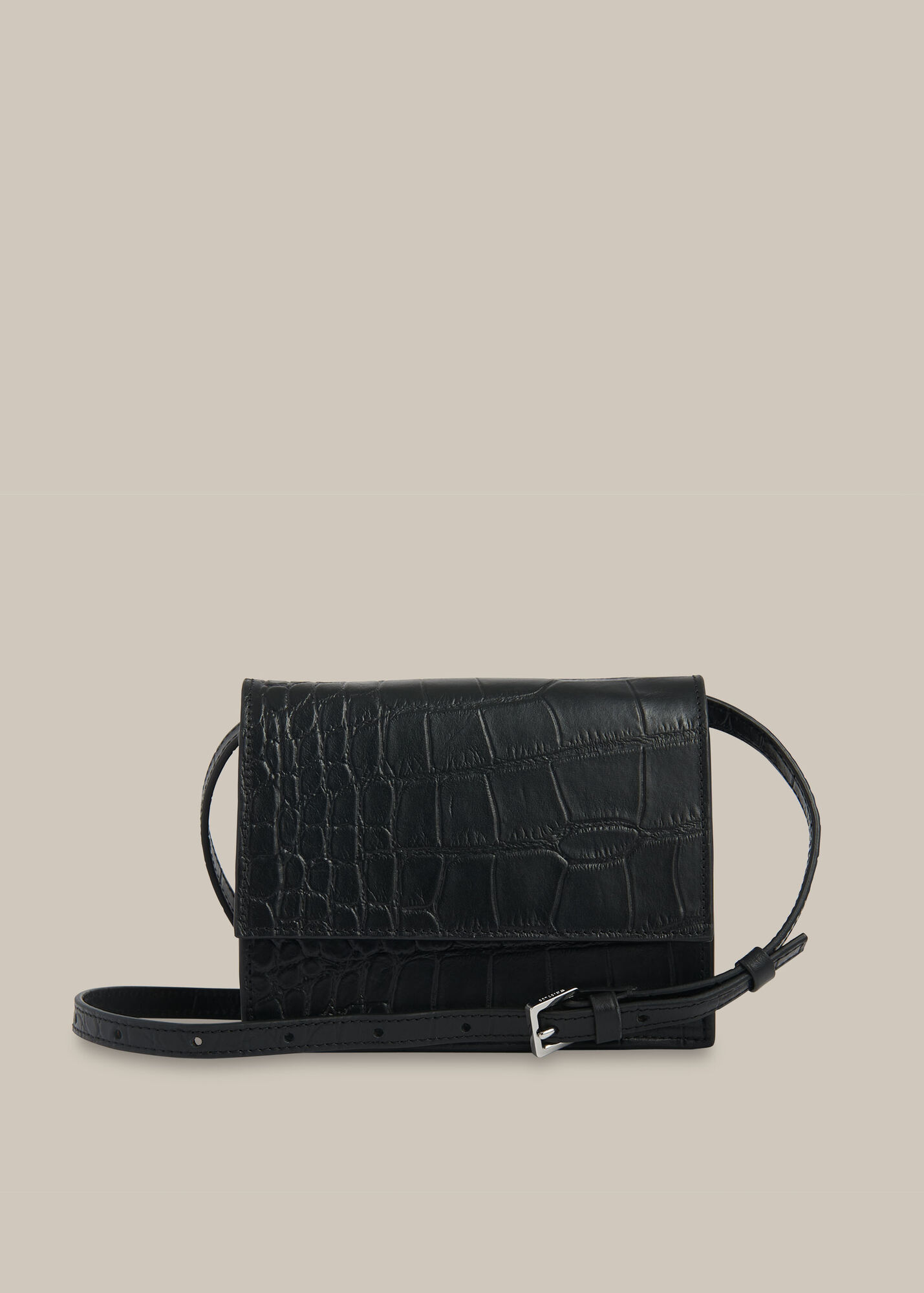Whistles Women Suri Mini Croc Crossbody - Black - One Size