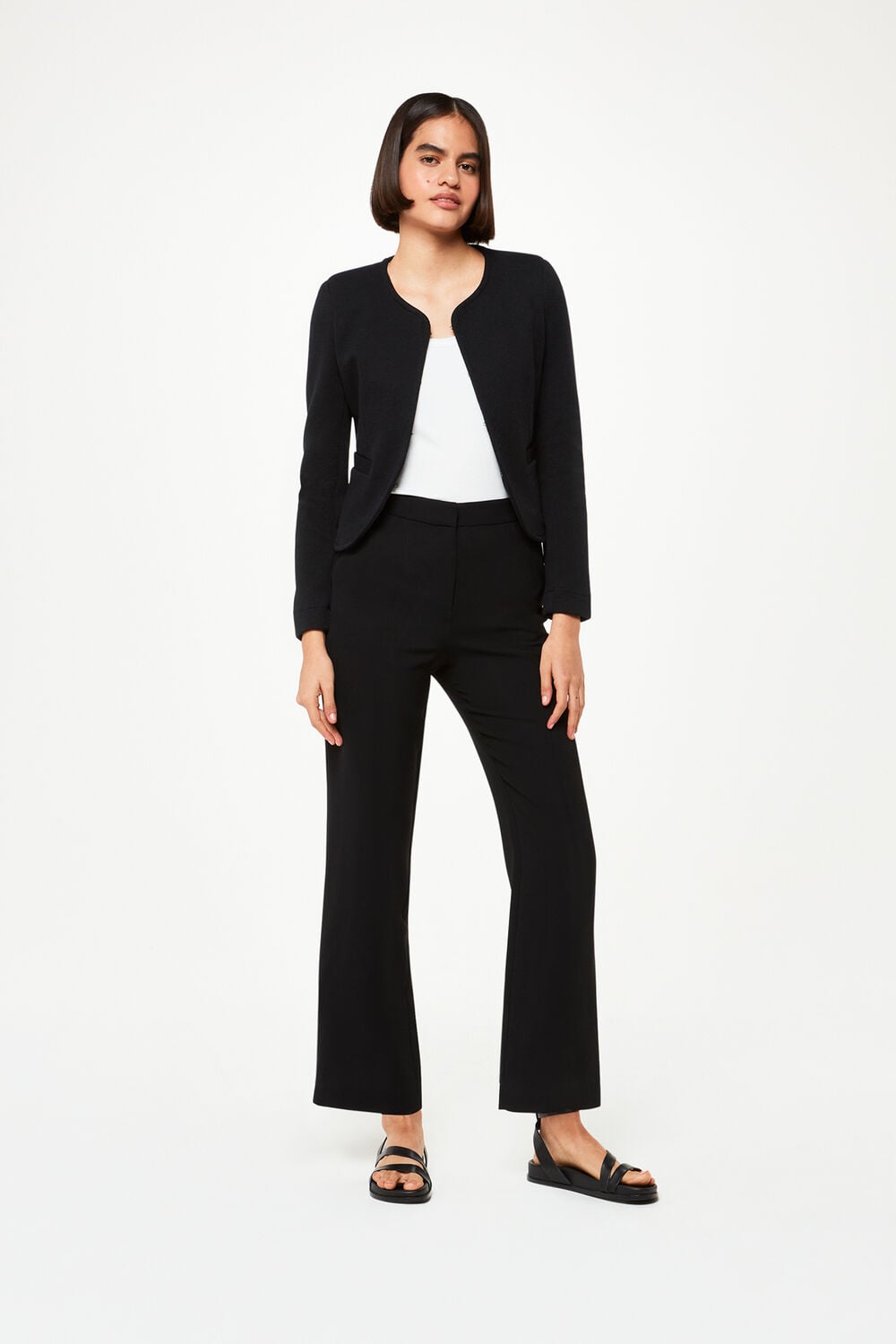 Collarless Jersey Jacket
