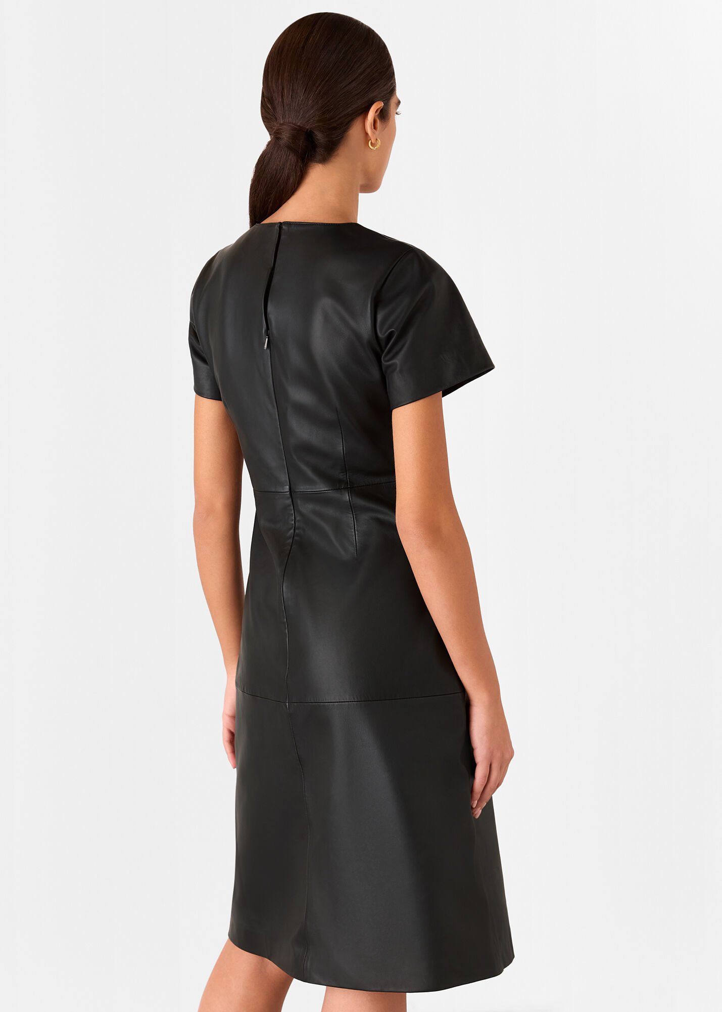 Black Rosamund A Line Leather Dress | WHISTLES | Whistles US |