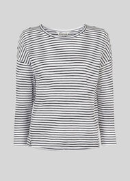 Stripe Cotton Crew Neck Black and White