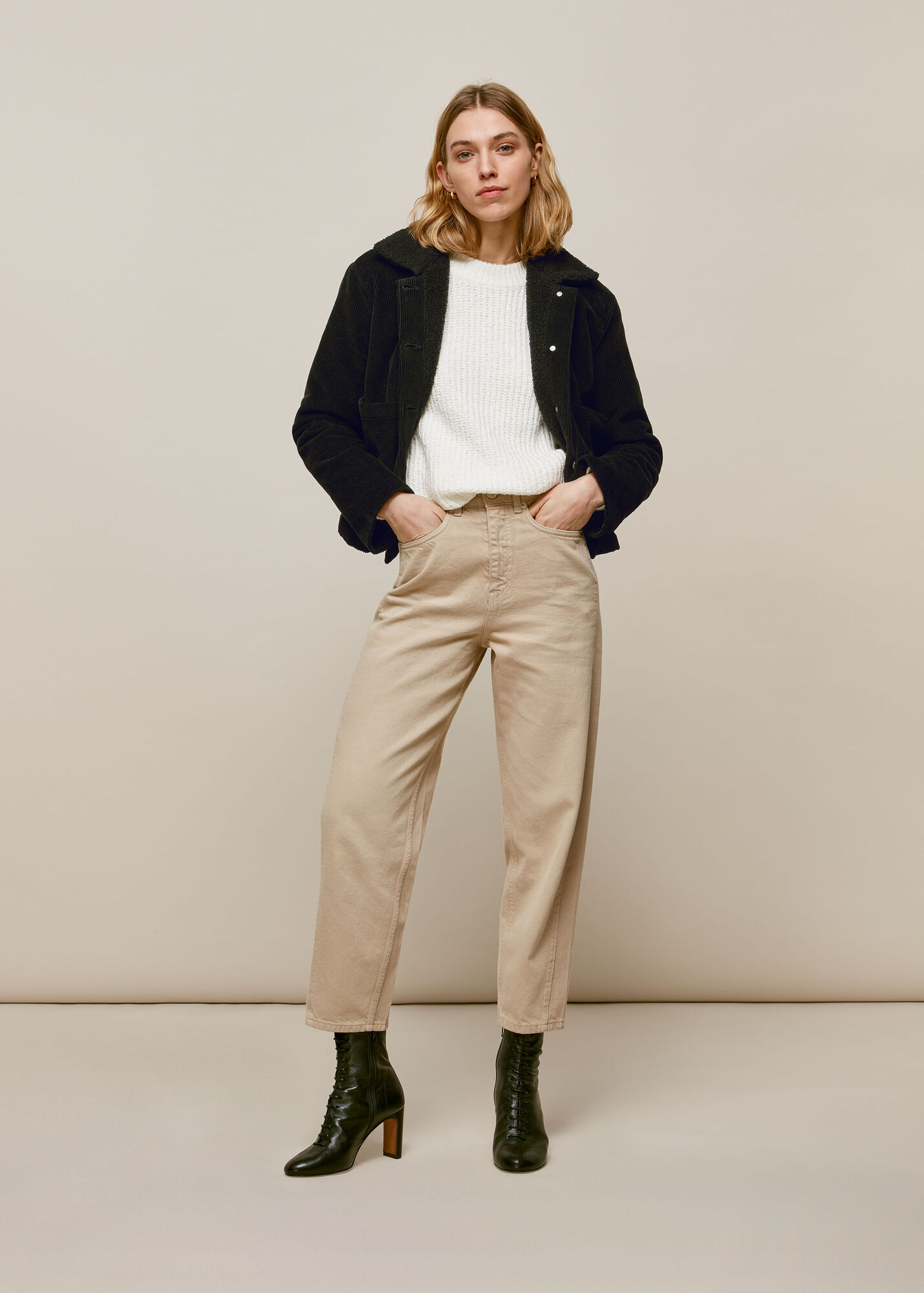 Black Utility Cord Lined Jacket WHISTLES Whistles UK