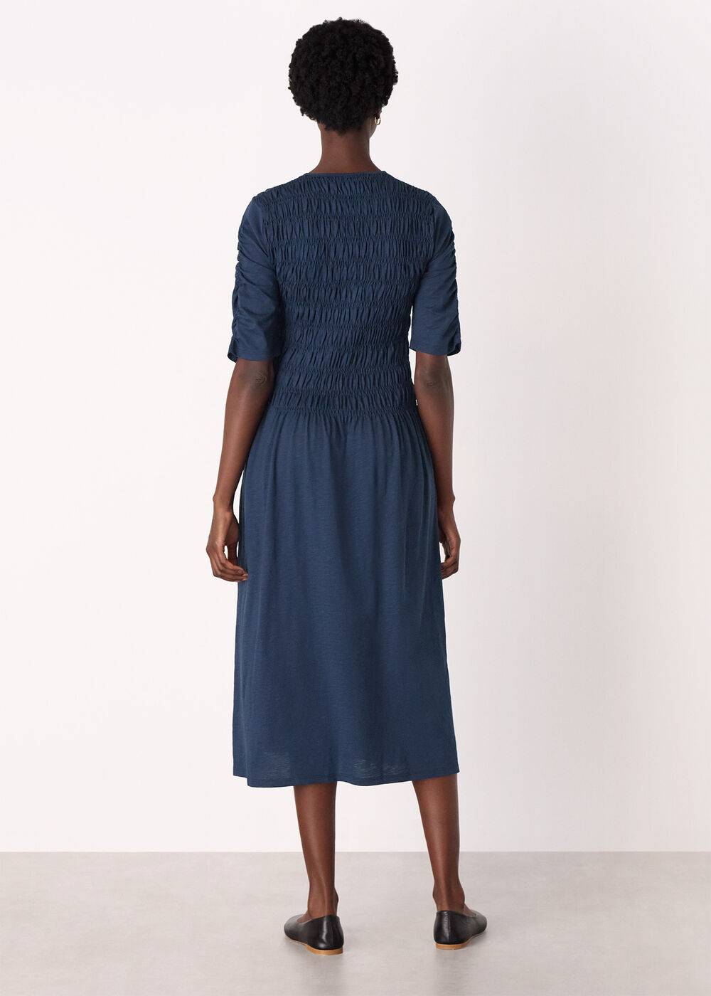 Jersey Shirred Midi Dress