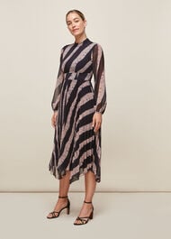 Shibori Print Pleated Dress